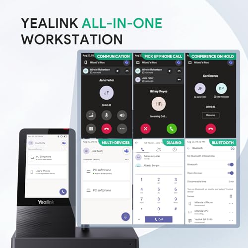 Yealink WH66 Kabelloses Headset mit 4-Zoll-Bildschirm, DECT für Teams, Zoom, Skype-zertifiziert, Bluetooth mit 160 m Reichweite, Vollduplex-Lautsprecher, 14h Anrufzeit, für Büro, Schreibtischtelefon