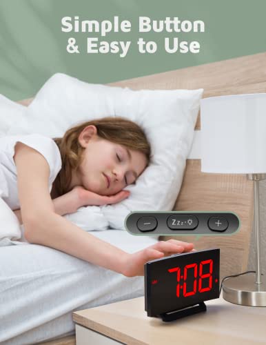 Digital Clock For Bedrooms, 5-Level Brightness And Large Display, Adjustable Alarm Volume And 3 Ringtones Desk Clock, 9 Mins Snooze & 12/24H Format, Easy To Use Bedside Clock For Seniors Elders Kids #TOP2