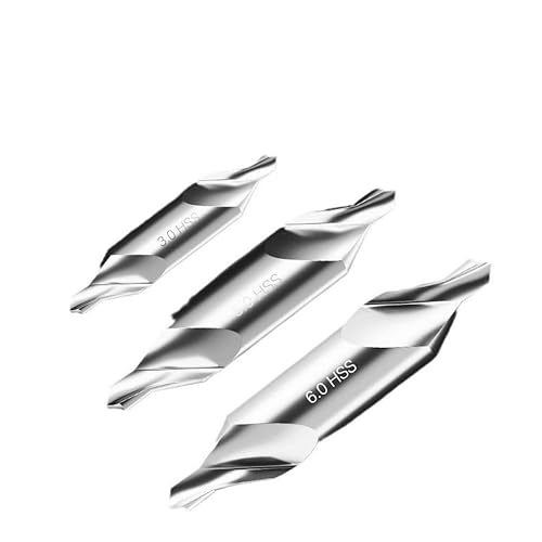 Miniatura 8 de Juego de 7 brocas centrales, acero de alta velocidad M2 de 60 grados de ángulo central, herramientas avellanadoras para torno metalúrgico tamaño 1.0