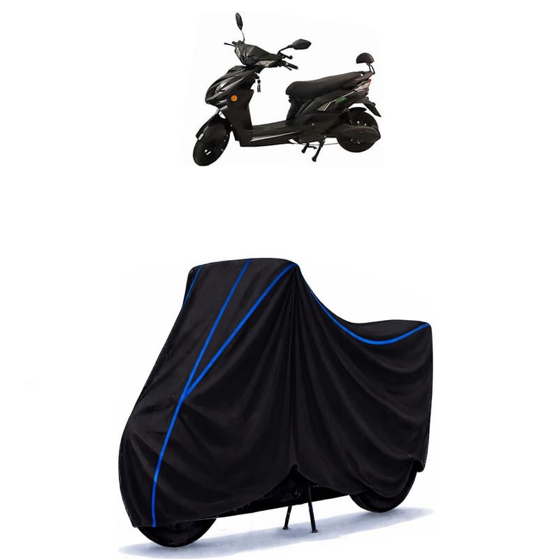 Image of Scooty Cover Water Resistant for JGen Nxt | Universal Scooter & Bike Cover | Heavy Duty UV Dust, Rain & Scratch Protection | Elastic Fit All Weather Indoor Outdoor | Black with Blue Piping