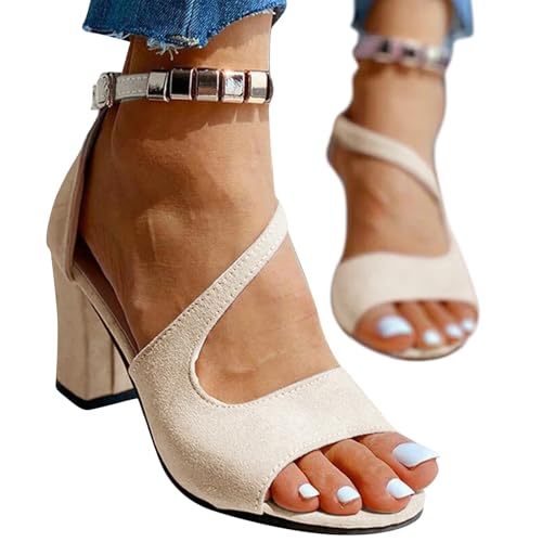 Sandalias Tacon Mujer, Zapatos Mujer Elegantes Verano Vestir Comodas Ancho Fiesta Cierre De Hebilla Casual Sandals Plataforma Moda Novia Pole Dance Sandalia Punta Abierta Boda