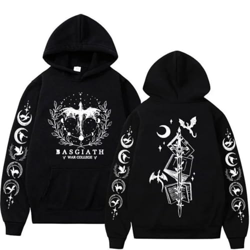 CUTTE Fourth Wing Dragon Rider Hoodie - Unisex Oversized Fit, Retro Graphic Novel Streetwear (black,L)