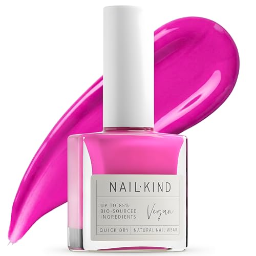 NAILKIND Hot Pink Nail Polish - Smokin' Hot - High-Gloss Neon Pink Nail Varnish - Vegan Nail Lacquer + Peta Certified + Cruelty Free - Quick Drying Long Lasting - Chip Resistant Manicure - 8ml