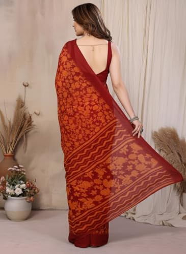 Image of Yashika Women's Georgette Saree with Blouse Piece for Traditional Ethinic Wear Sari