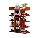 Change shoe bench-Q QFF wielowarstwowy drewniany regał na buty, wejście do salonu, regał do przechowywania, drewniany regał zębaty, czerwony (wymiary: 63,2 x 27 x 80 cm)