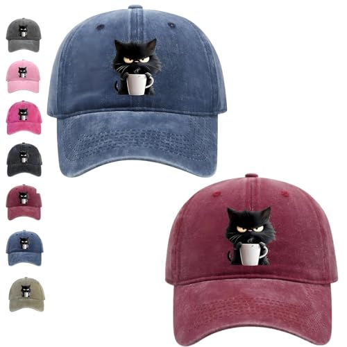 Gorra de café Grumpy Cat Feral pero a la moda, edición de sombrero de gato, ligera, transpirable y ajustable, 2 unidades, M