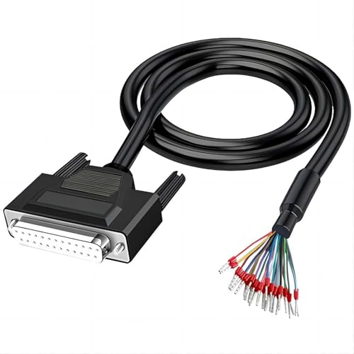 Willwewon 3.28Ft 1m 26AWG DB25 Female RS232 25 Pin Serial Extension Cable, RS232 D-SUB DB25 Serial to 25 Bare Wire Breakout Board Connector