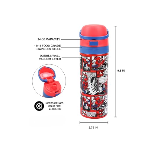 Image of Spider-Man Comic Panels 24 Oz Stainless Steel Water Bottle