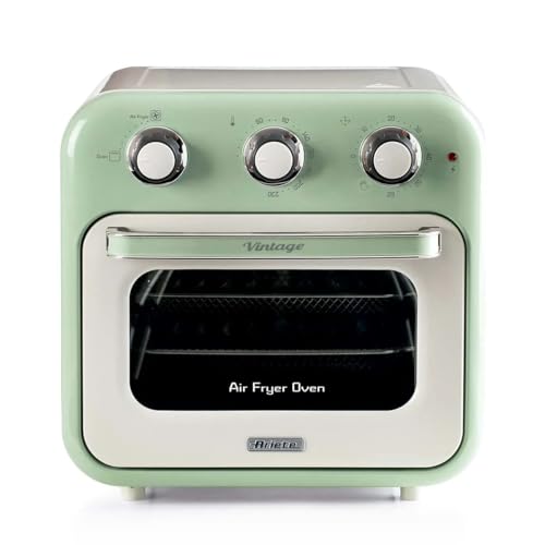 Ariete 4632, Fritadeira 2 em 1, Air Fryer e Forno Elétrico Vintage Verde, Capacidade de 16 Litros, 1400 Wats, Porta Transparente - 127V