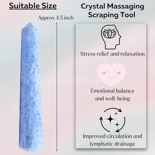 Image of Blue Calcite Crystal Wand - Pointed Crystal Wand for Energy Healing, Chakra Balancing, Meditation and Home Decor - Crystals and Healing Stones for Gift