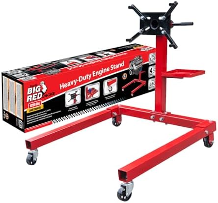 Big RED TAM25671-2 engine stand with 360-degree rotating mounting head and tool tray