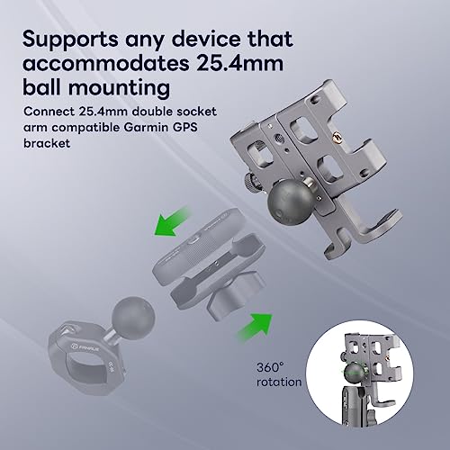 FANAUE Motorcycle Phone Mount with 1 inch Ball Anti-Theft Socket arm, Bicyle Cell Phone Holder Compatible with Scooter UTV/ATV, Bike Handlebar Clip for iPhone 16 Pro Max Plus 5.5-7\" Smartphone - Thumbnail 6