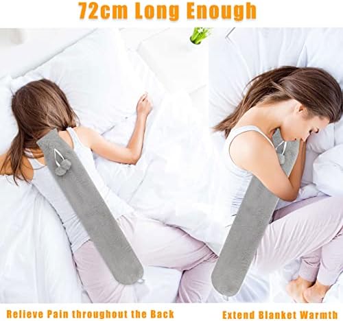 Long Hot Water Bottle with Cover Fluffy 2L 72cm, Extra Long Hot Water Bottle for Neck Shoulder, Wearable Hot Water Bag Large Hot-Water Bottle Wrap Around for Period Pain, Waist, Feet, Body, Bed