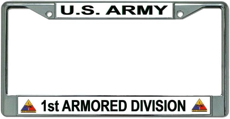 U.S. Army 1st Armored Division Chrome License Plate Frame