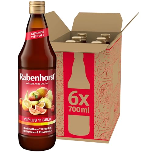 RABENHORST 11 plus 11 gelb 6er Pack (6 x 700 ml). Mehrfruchtsaft aus 11 Früchten, 10 Vitaminen & Provitamin A