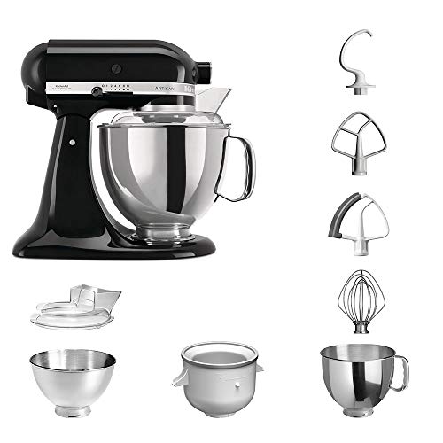 Preisvergleich Produktbild KitchenAid Küchenmaschine Artisan 5KSM175PS Eiscreme Paket inklusive Speiseeismaschine für hausgemachte Dessert-Kreationen (Onyx Schwarz)