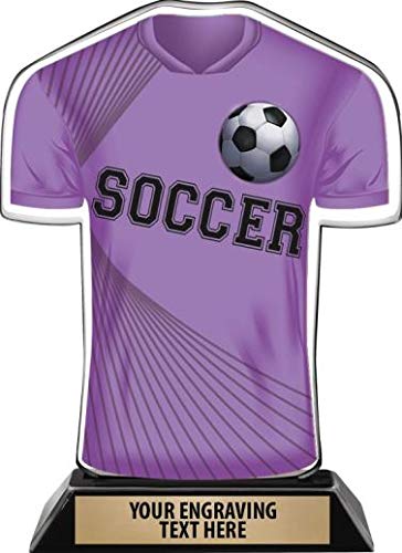 Crown Awards Acrylic Soccer Jersey Trophy, Soccer Jersey Shaped Award Trophies with Custom Engraving, Purple Prime