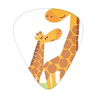 Lot de 12 médiators en forme de girafe pour guitare électrique et basse dans une boîte - Les Beatles, Paul McCartney, John Lennon, RIngo Starr, George Harrison