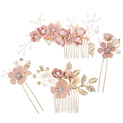 NULYLU 4個点 新娘髪飾り ヘアコーム ヘ ック 結婚式用 花飾り エレガント