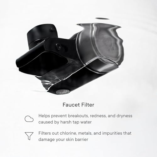 Image of Qure Skincare Bathroom Sink Filter Water Faucet for Skin, Reduces 99% Chlorine and Heavy Metals, Skin Hydration in 4 Weeks, Reduces Build-Up, Balances pH, Softer Skin & Hair - Black