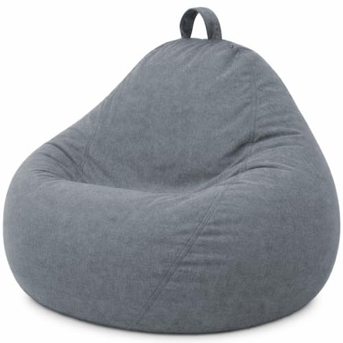 Bananair - Puff Salon Con Relleno Incluído - Suave Y Cómodo - Funda Lavable A Máquina - Puff Pera Práctico Y Fácil De Transportar - Bean Bag Versátil, Puff Gamer, Niños 80 X 70 Cm, Gris Oscuro