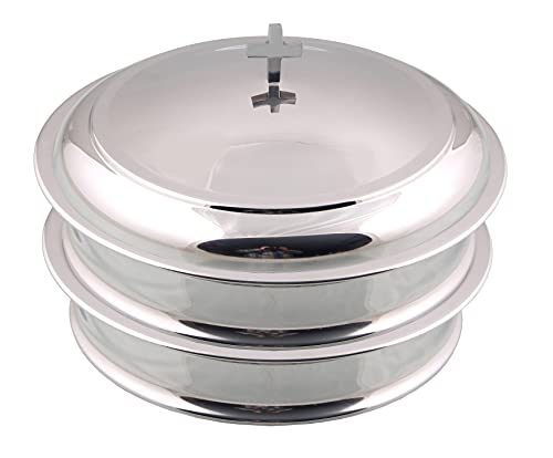 Communion Ware 2 Holy Wine Serving Trays With A Cover - Stainless Steel (Silver/Mirror) #TOP29