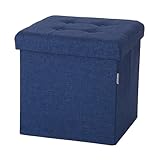 Seville Classics Foldable Tufted Storage Ottoman, 15.7