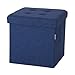 Seville Classics Foldable Tufted Storage Ottoman, Midnight Blue