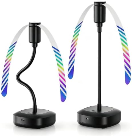 Fliegenwedler USB Aufladbar, 2er Set Fliegenabwehr Outdoor mit Haken, Fliegenwedler für Tische, Faltbarer Fliegen Ventilator für Grill Terrasse Picknick zum Vertreiben von Fliegen