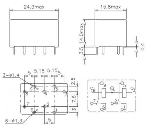 Relé electromecánico 512ND10-WF de 9 pines modelo 512ND10-W1 conmutador de potencia 2