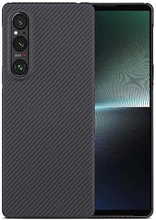 Ultra-Thin and Lightweight Rare 600D Aramid Carbon Fiber case for Sony Xperia 1 V Phone Protective Cover (600D Black)
