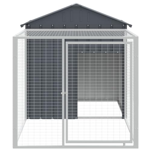 Pollaio da Esterno Con Casetta, Area Corsa, Area di Cova - Gabbia per Galline Ovaiole in Acciaio Zincato - Antracite 117x201x123 cm - immagine 5