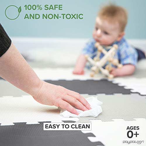 Non-Toxic Foam Puzzle Floor Mat, Comfortable, Extra Thick, Cushiony Exercise And Play Mat For Toddlers, Kids & Adults, 36 Tiles (12"X12"), Warm Grey/Cream/Sand #TOP3