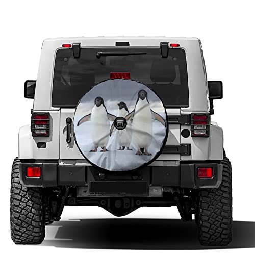 Image of Delerain Penguins Spare Tire Cover with Backup Camera Hole for Jeep RV Trailer SUV Truck and Many Vehicle, Wheel Covers Sun Protector Waterproof (12 Inch for Diameter 18 inch-19 inch)
