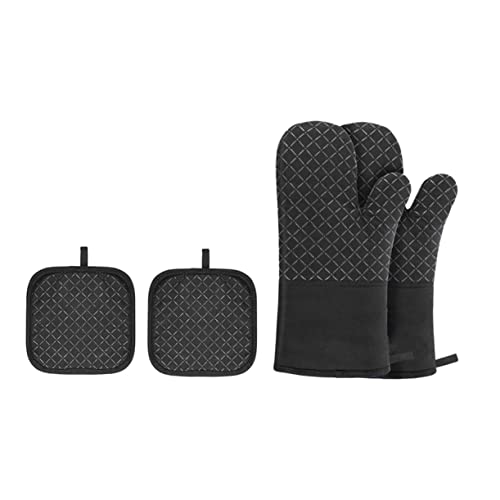 Ciieeo Heat Resistant Cooking Tools Insulated Non-Slip Gloves Kitchen Oven Mittens Grilling Gloves Fireproof Baking Mittens Scald Mitts