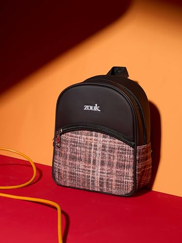 Image of ZOUK Dalila Mini Daypack | Stylish Small Backpack for Women | Compact | Bag for Girls | Daily College Use | Travel Day Pack | Vegan Leather | Handcrafted | Water-Resistant