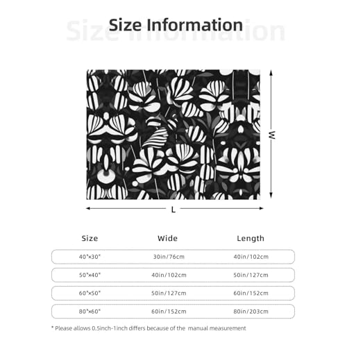 Couverture de lit imprimé fleurs noires et blanches en microfibre EdWal - 8