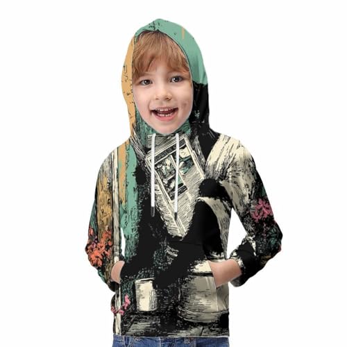 Pull chat 3D pour l'école : sweat à capuche chaud 9-11 ans - 5
