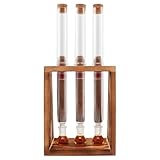 Glass Cigar Humidor Tube Set with Aromatherapy Design,Cigar Flavoring Humidor Case for 3 Cigars,Cigar Accessories, Cigar Tubes with Wooden Plug & Ball Base,Cigar Case for Ring Gauge 34-50