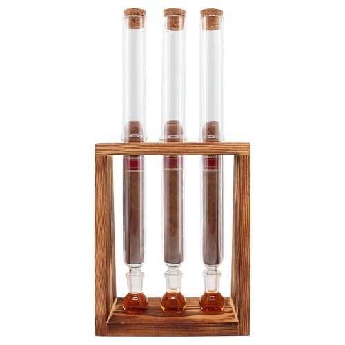 Glass Cigar Humidor Tube Set with Aromatherapy Design,Cigar Flavoring Humidor Case for 3 Cigars,Cigar Accessories, Cigar Tubes with Wooden Plug & Ball Base,Cigar Case for Ring Gauge 34-50