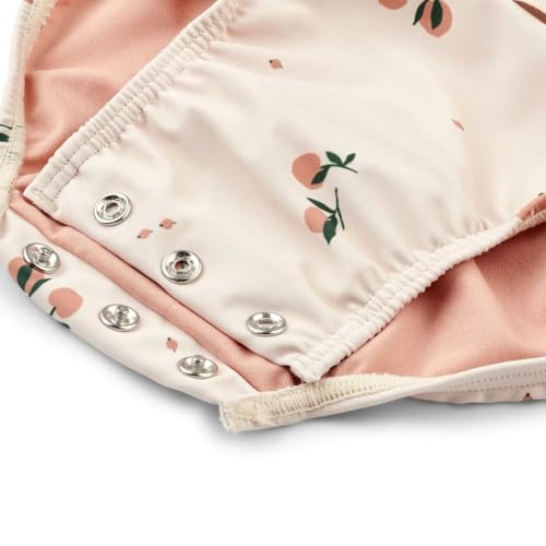 Image of Infant Baby Girls One Piece Swimsuit Long Sleeve Bathing Suit SPF Zipper Rash Guard Pink Cherry Beach Wear with Snaps
