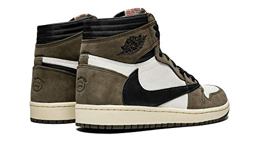 Jordan Nike Men's Air 1 High OG Ts Sp Travis Scott, Sail/Dark Mocha/University Red, 10