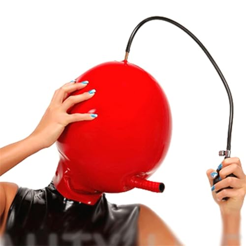 Masque latex bondage gonflable ajustement sur mesure pour fétichisme