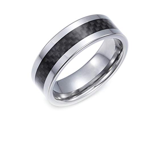 Bague tungstène pour homme cadeau idéal style punk carbone 8mm