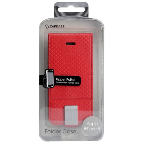 CAPDASE iPhone SE (��1����) (2016�N����) / iPhone 5s (2013�N����) / iPhone 5 (2012�N����) �p �P�[�X Folder Case Upper Polka, Red/Grey �t�H���_�[�P�[�X �A