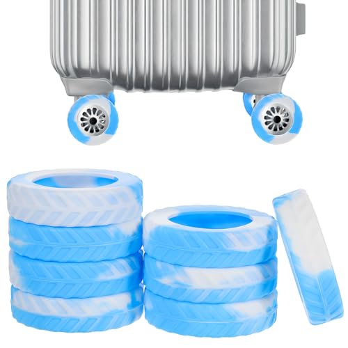 HEMOTON 8 Piezas Fundas de Silicona Antideslizantes para Ruedas de Maleta Protección para Equipaje Reducción de Ruido y Absorción de Impactos de Azul Degradado Fácil Instalación para