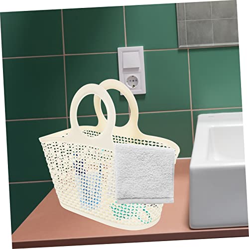 Cabilock 2Pcs Portable Household Toiletry Shower Basket Beige Small Handheld Bathroom Storage Basket with Ventilated Design for Drying and Organizing Bath Products in Kitchen Dorm and Home - Thumbnail 4
