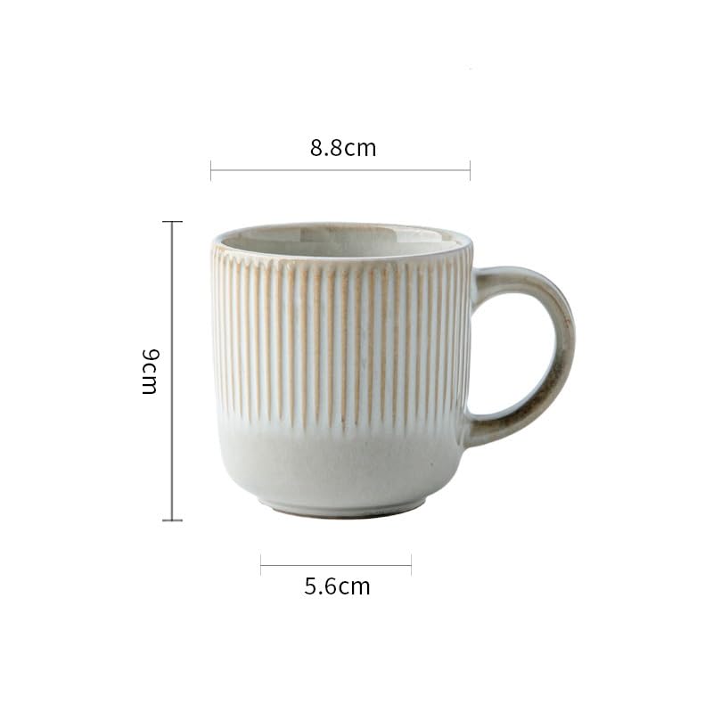 ENGENDER Tazas Cafe Taza de cerámica for café y Leche Estilo Retro 360 ​​ml con Relieve Vertical, Ligeros Defectos Mug Cups(360ml*2)
