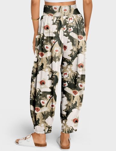Image of TARSE Women's Linen Wide Leg Pants Baggy High Waist Palazzo Pants