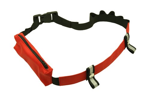 ANDREAS WIPPER Laufgürtel mit Hüfttasche und Gelschlaufen, Startnummernhalter, Startnummerngurt, Startnummernbefestigung, Startnummernband Case Red Edition